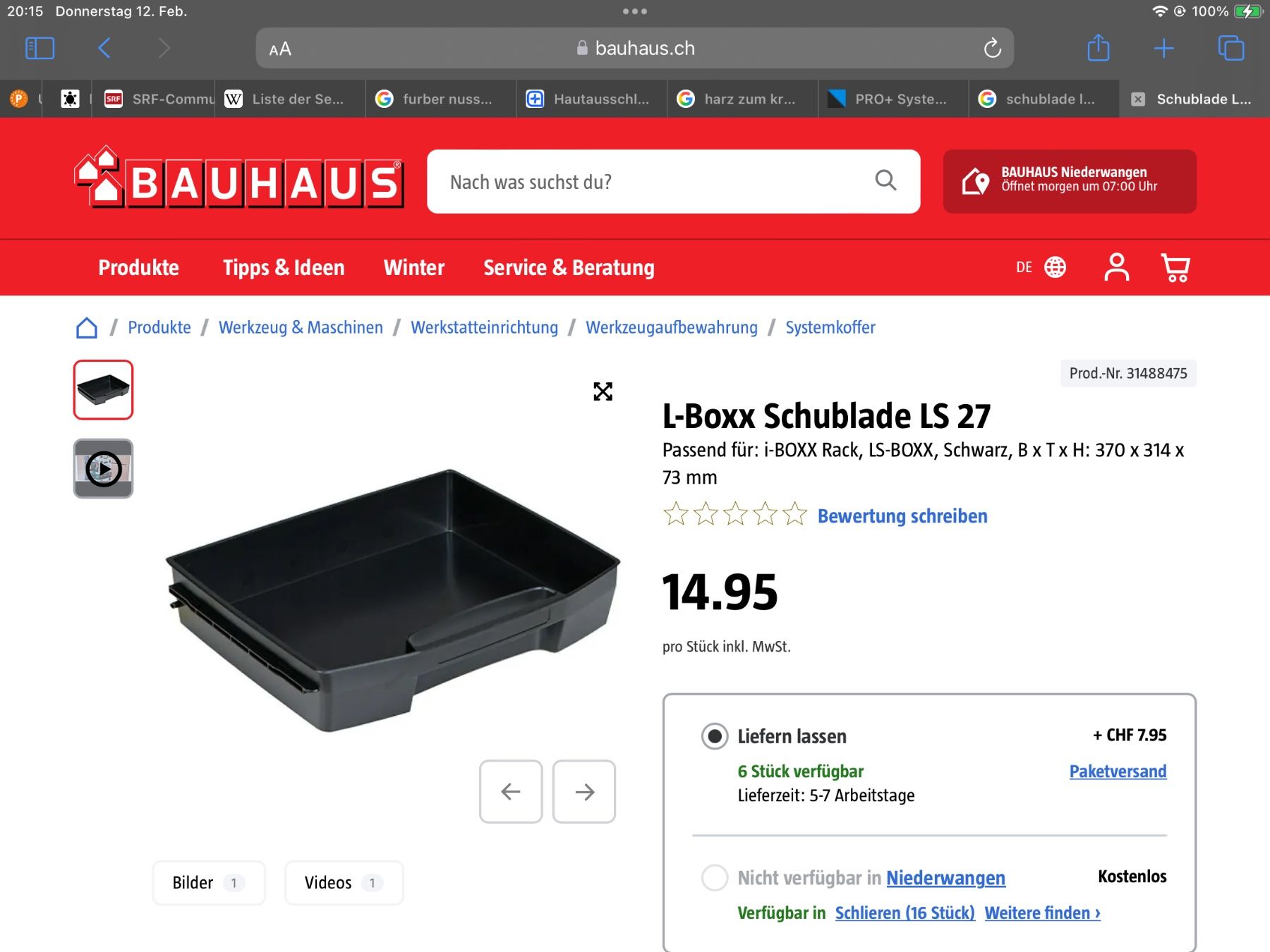Casse di trasporto: L-Boxx Werkzeugkoffer – Usato da Wil SG venduto da geschenkband 7