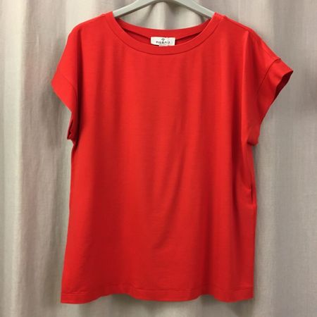 Piu & Piu Kurzarm Sommer Shirt Viscose Jersey uni rot Gr 40