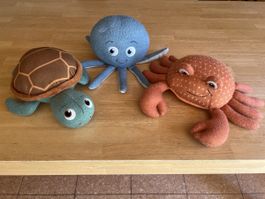 Meeres Kuscheltier Set 3 Stk. Krebs Oktopus Schildkröte