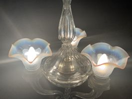 Kristallglas Deckenlampe  mit Opalin Lampenschirm um 1940 