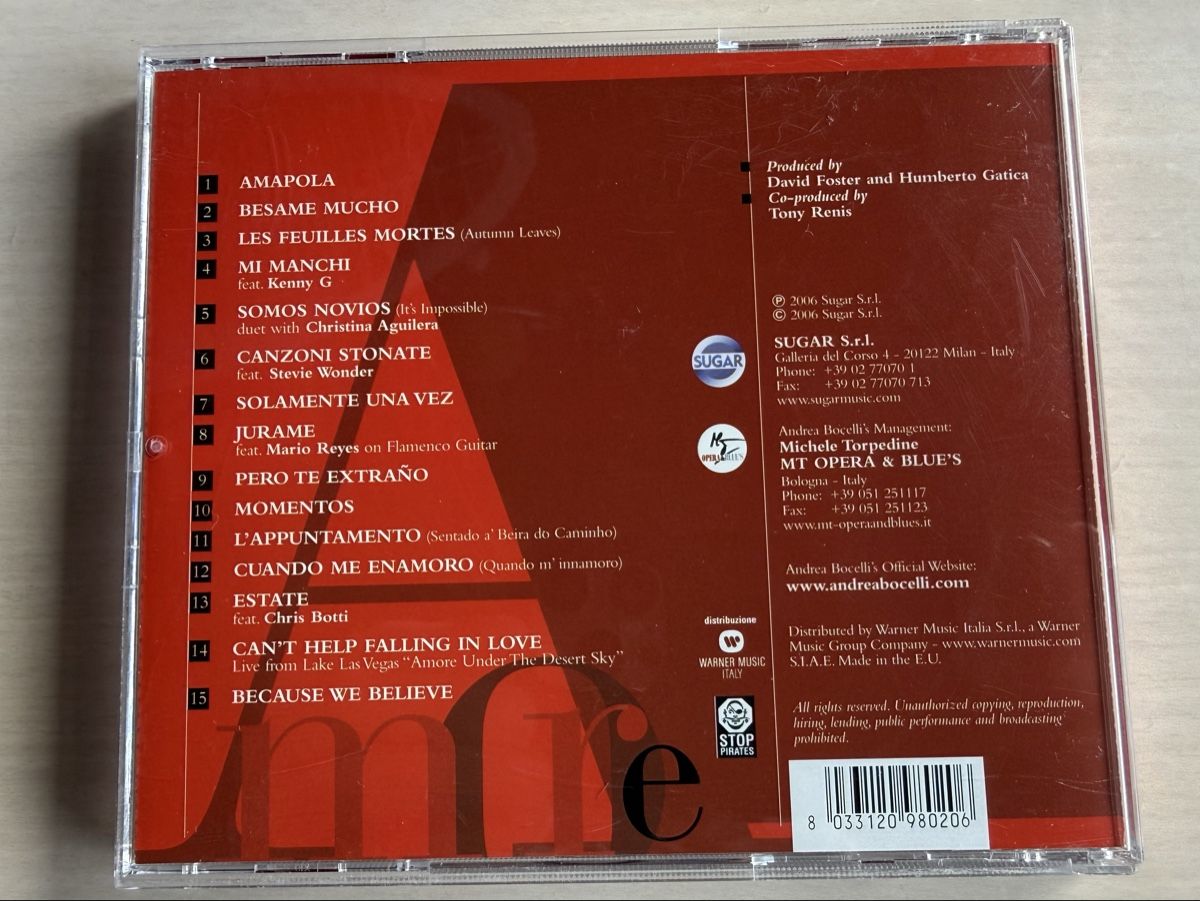 CD: Andrea Bocelli - Amore CD – Usato da Oberried Brienz venduto da Chyara 1