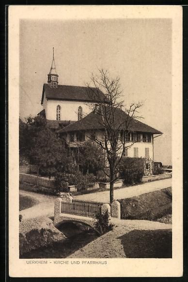 Cartes postales: AK Uerkheim, Kirche, Pfarrhaus – D'occasion à Berlin par bartko-reher