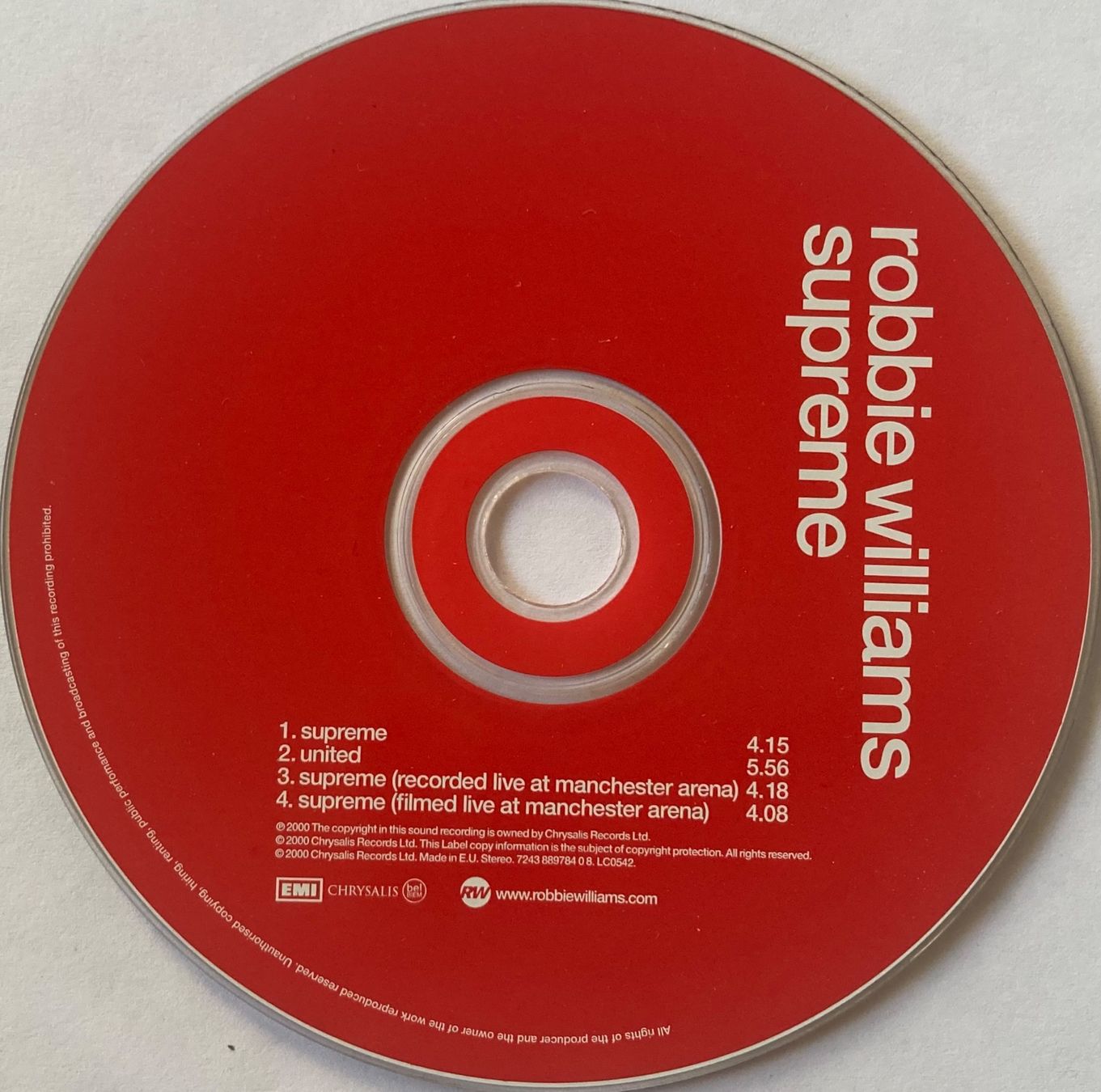 CD: ROBBIE WILLIAMS - SUPREME – Usato da Poliez-Pittet venduto da Newtown-Records 1
