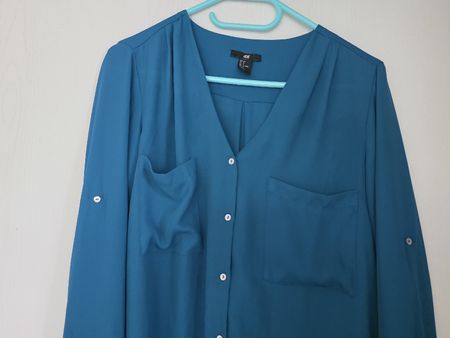 H&M Bluse Gr. 38/M, Petrol/Türkis 