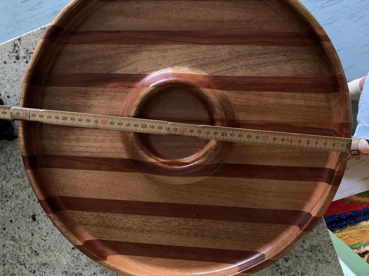 Piatti di portata: Servierteller Holz rund gestreift Durchmesser 40 cm – Usato da Bretzwil venduto da 123Antje 1