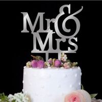 NEUER Torten Topper Hochzeit silberfarben MR & MRS - 2021072