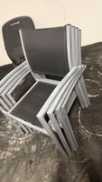 4 Gartenstühle Aluminium Stoff Schwarz Stapelbar 55 Zeichen