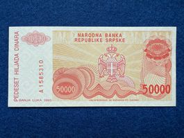 Banja Luka 1993 - Republika Srpska - 50000 Dinara UNC