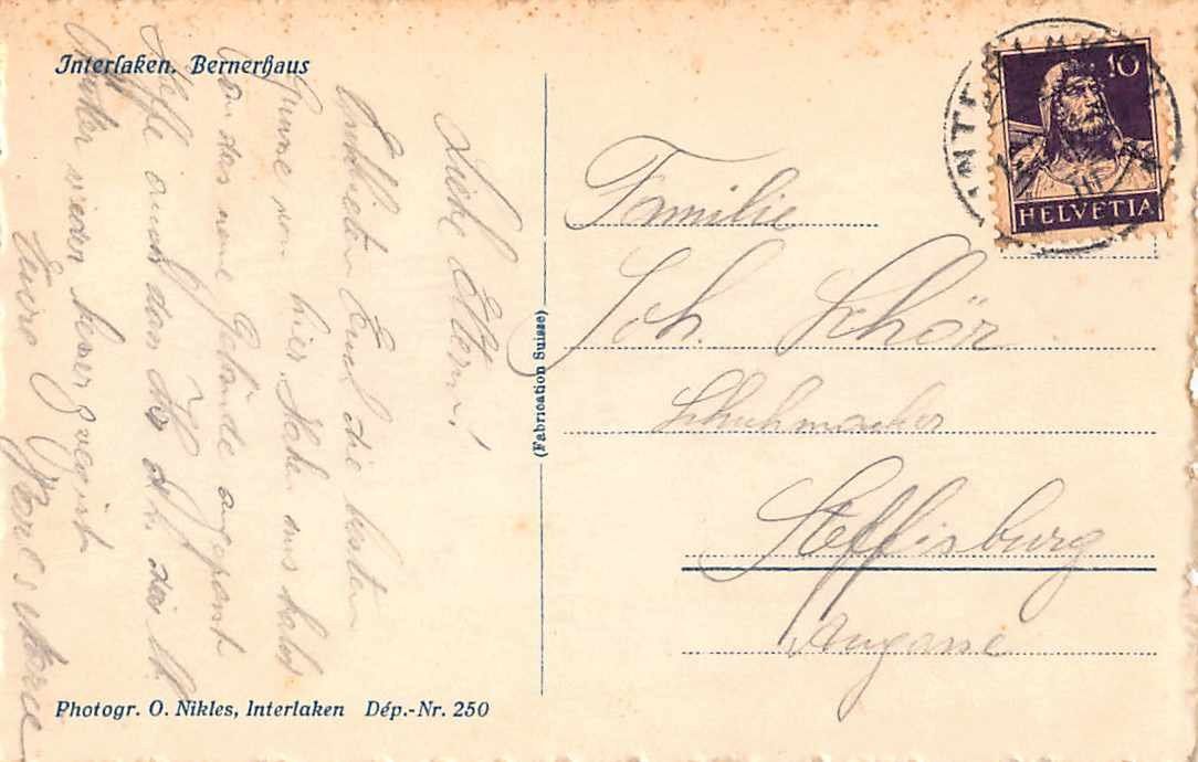 Cartoline postali: BERNERHAUS in INTERLAKEN 1931 – Usato da Lufingen venduto da philatelieshop 1