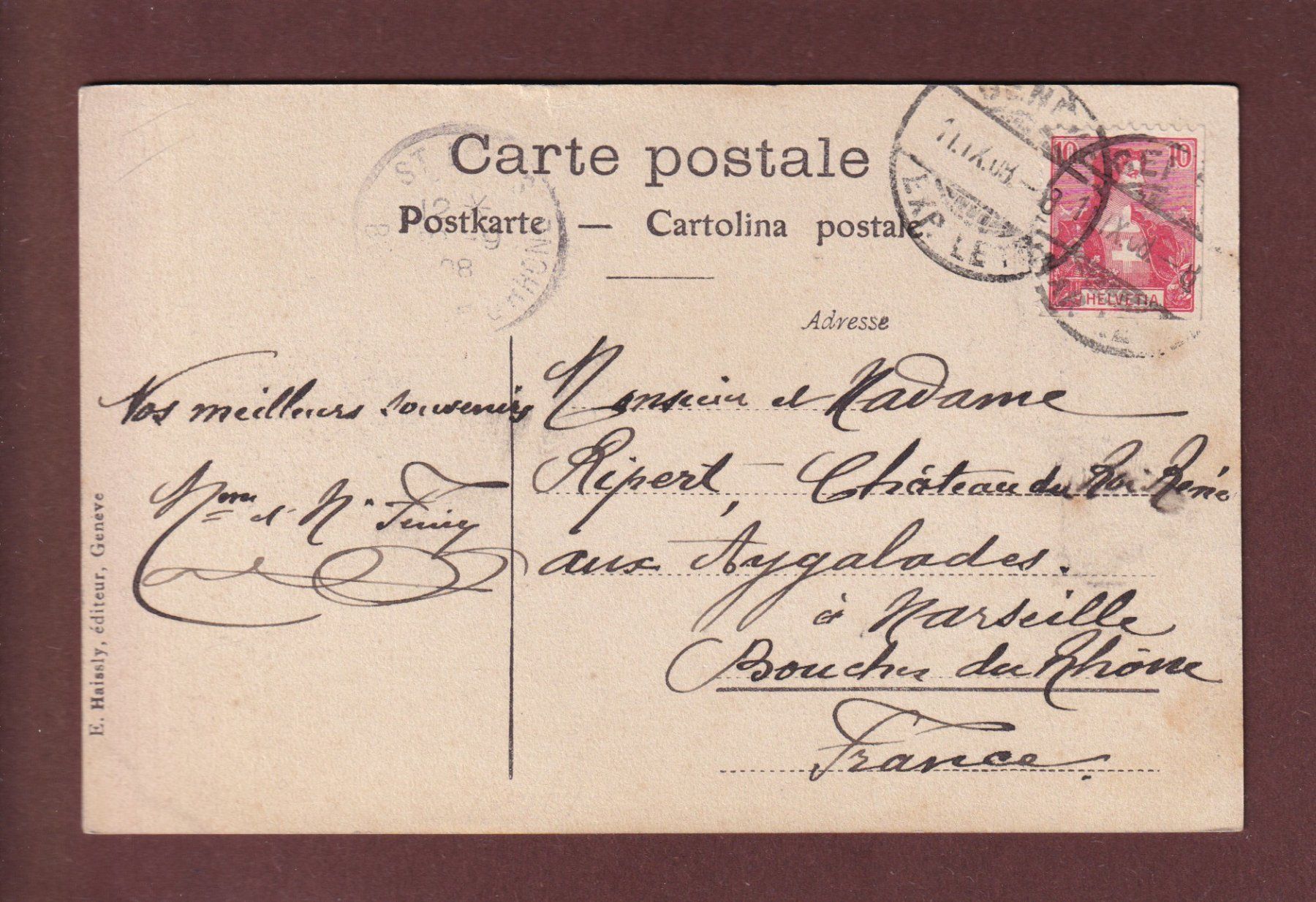 Cartoline postali: GENEVE - Cathédrale St. Pierre - 1908 – Usato da Pully venduto da nicecards 1