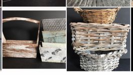 Korb Körbchen Rattan Holz Shabby-Chic Herbst-Deko 8 Stk 🍁🎃