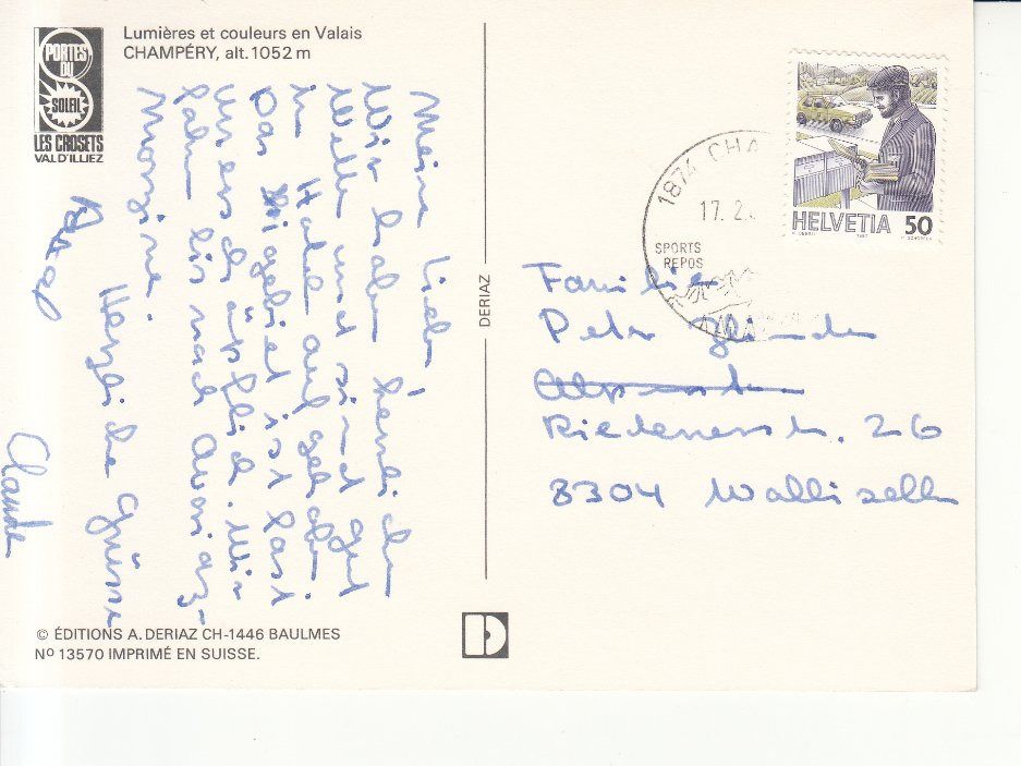 Ansichtskarten: Champery 1987 – Gebraucht aus Bürglen TG von StampGraf 1