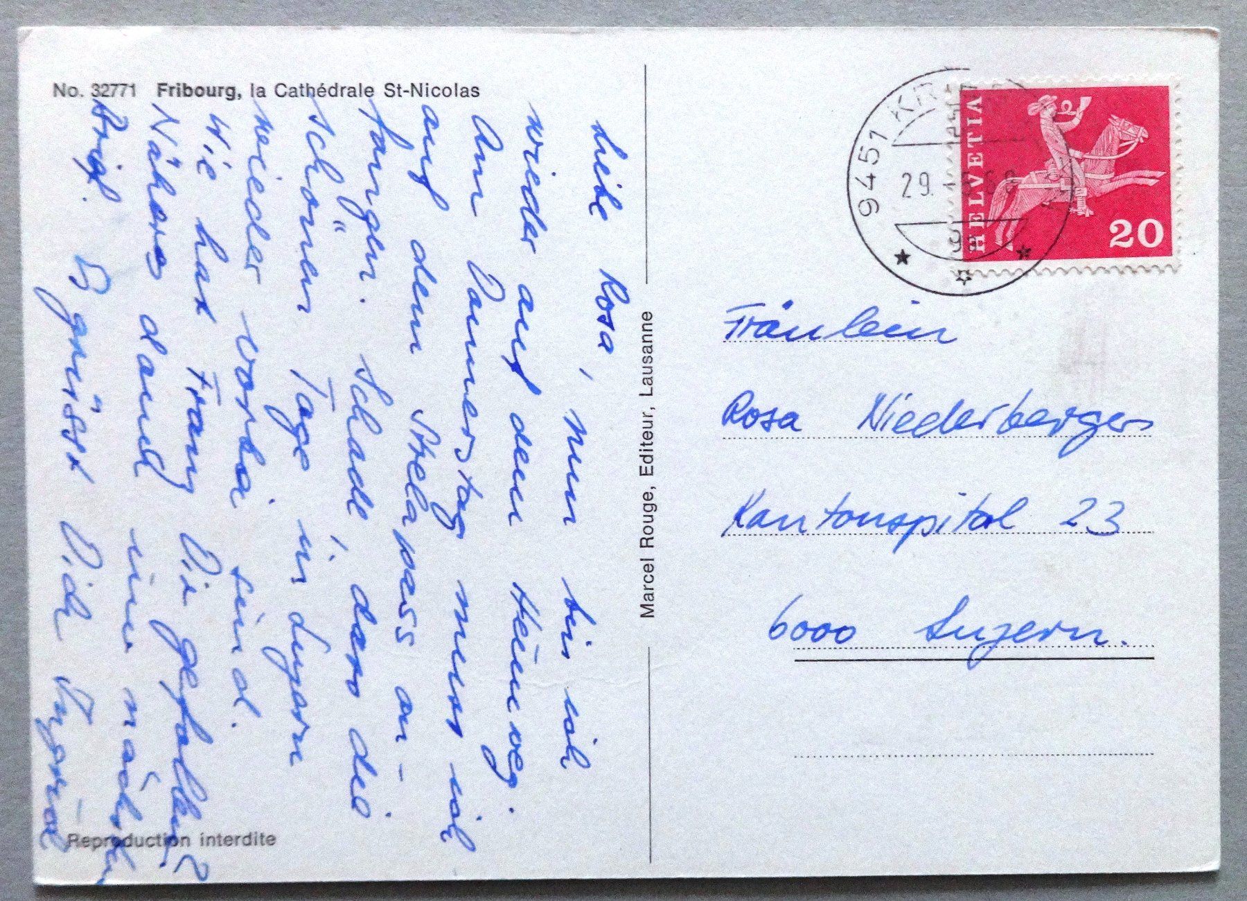 Cartoline postali: Fribourg, la Cathédrale St-Nicolas – Usato da Fétigny venduto da Billy2miny 1