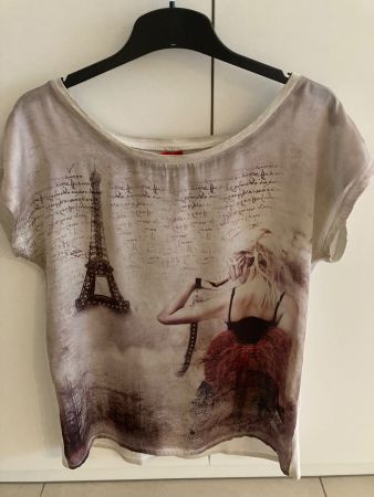 T-Shirt Key Largo Gr. S Damen Top beige Eiffelturm/Paris