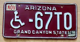 USA - Arizona Nummernschild 67T0, Grand Canyon