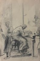 Charles Hug, Werkstatt, Original-Lithographie, 1943