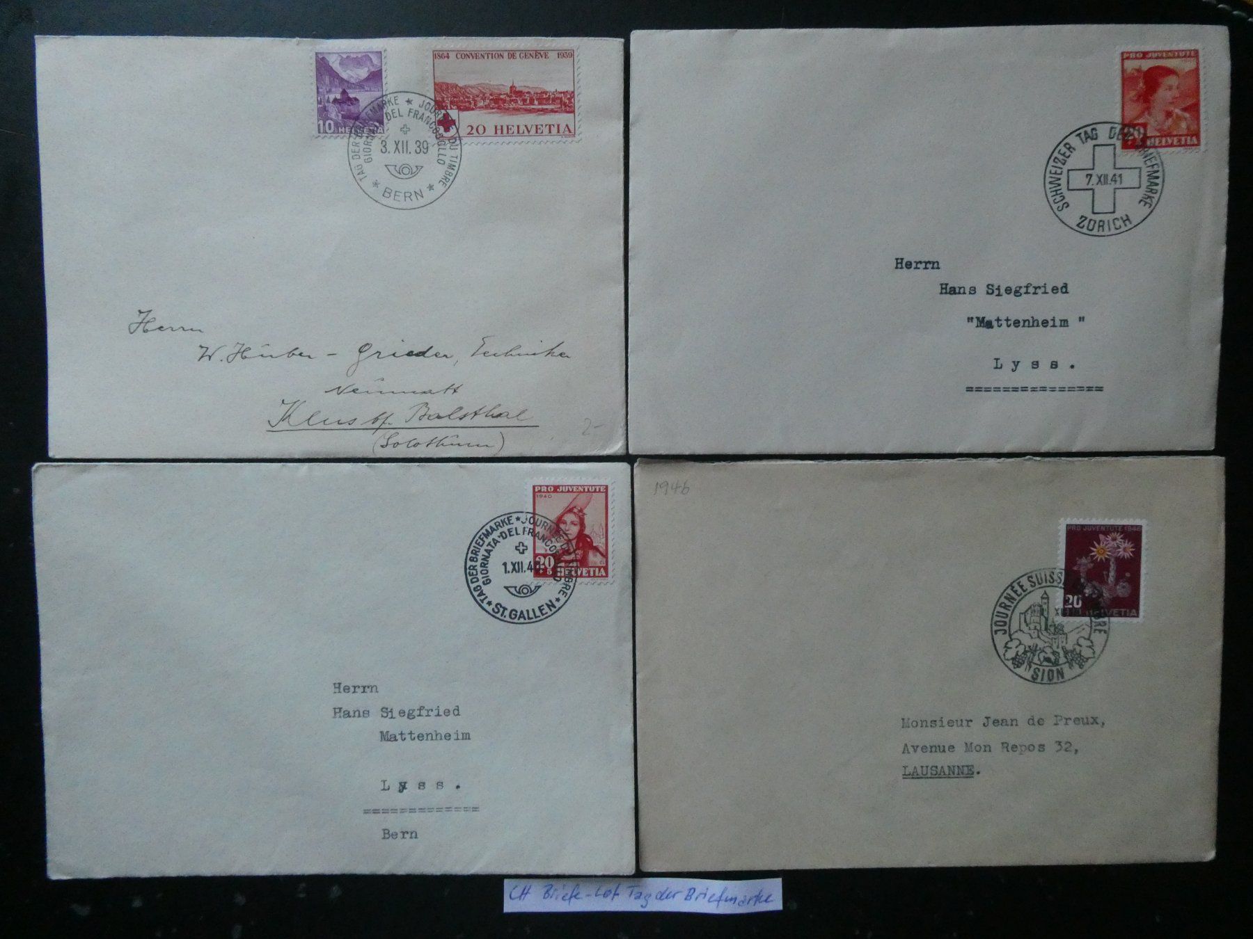 Tutti i francobolli: CH Briefe - Lot mit Stempel Tag der Briefmarke – Usato da Lausen venduto da Herbamare01