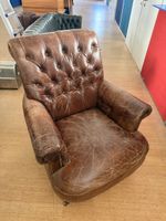 Chesterfield Sessel echt Leder braun