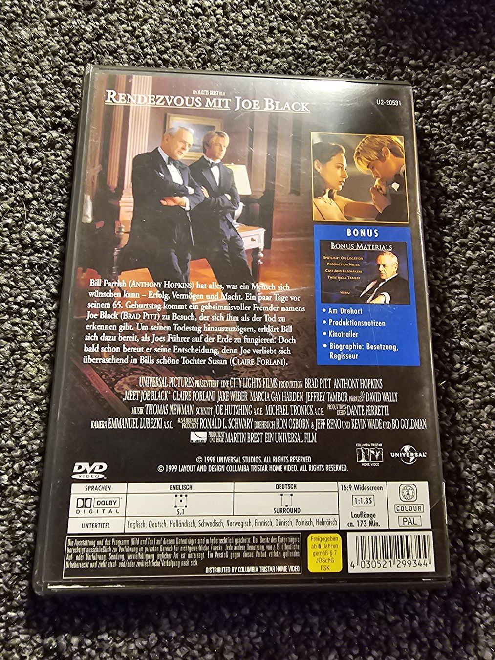 Tutti i DVDs: DVD Rendezvous mit Joe Black (20415) – Usato da Ruswil venduto da jan_bxl5 1