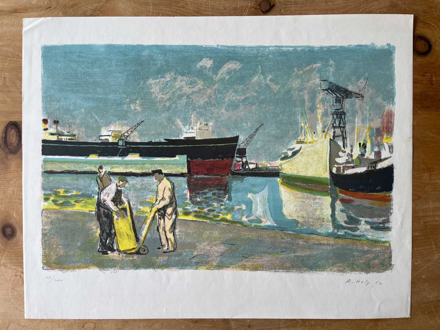Grafica & Litografie: A.   Holy 1952 / Am Hafen – Usato da Aarau Rohr venduto da Hohenstaufen1208