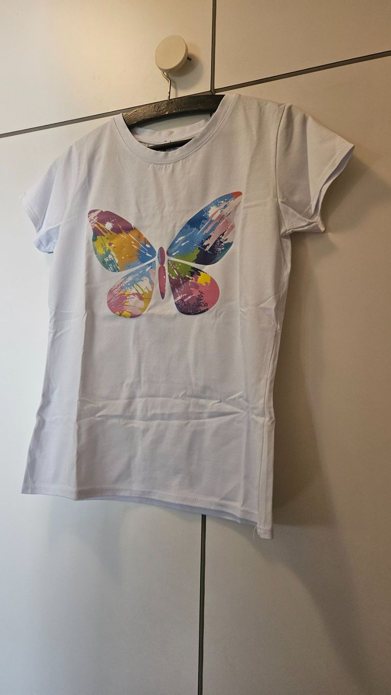T-Shirts: T-shirt bianca farfalla tg.M misto cotone – Gebraucht aus Melano von H-Sara