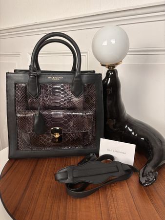 Balenciaga Python Handbag Black Purple  - Like New