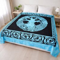 Tagesdecke Celtic Tree Baumwolle 240x210cm XL Überwurf Blau