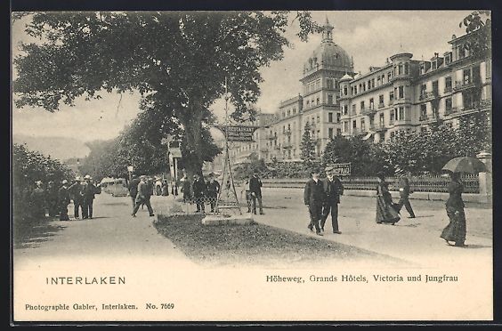 Cartoline postali: Interlaken, Höheweg, Grands Hotels, Vic – Usato da Berlin venduto da bartko-reher