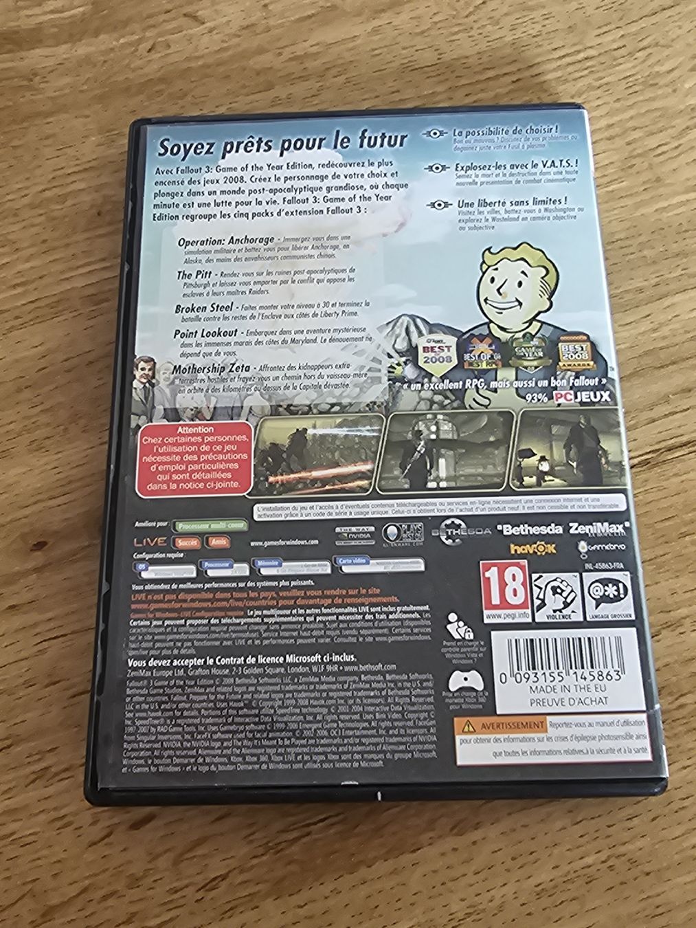Giochi: Fallout 3 - Edition Jeu de l'année - PC DVD – Usato da Veytaux venduto da bogoss 1