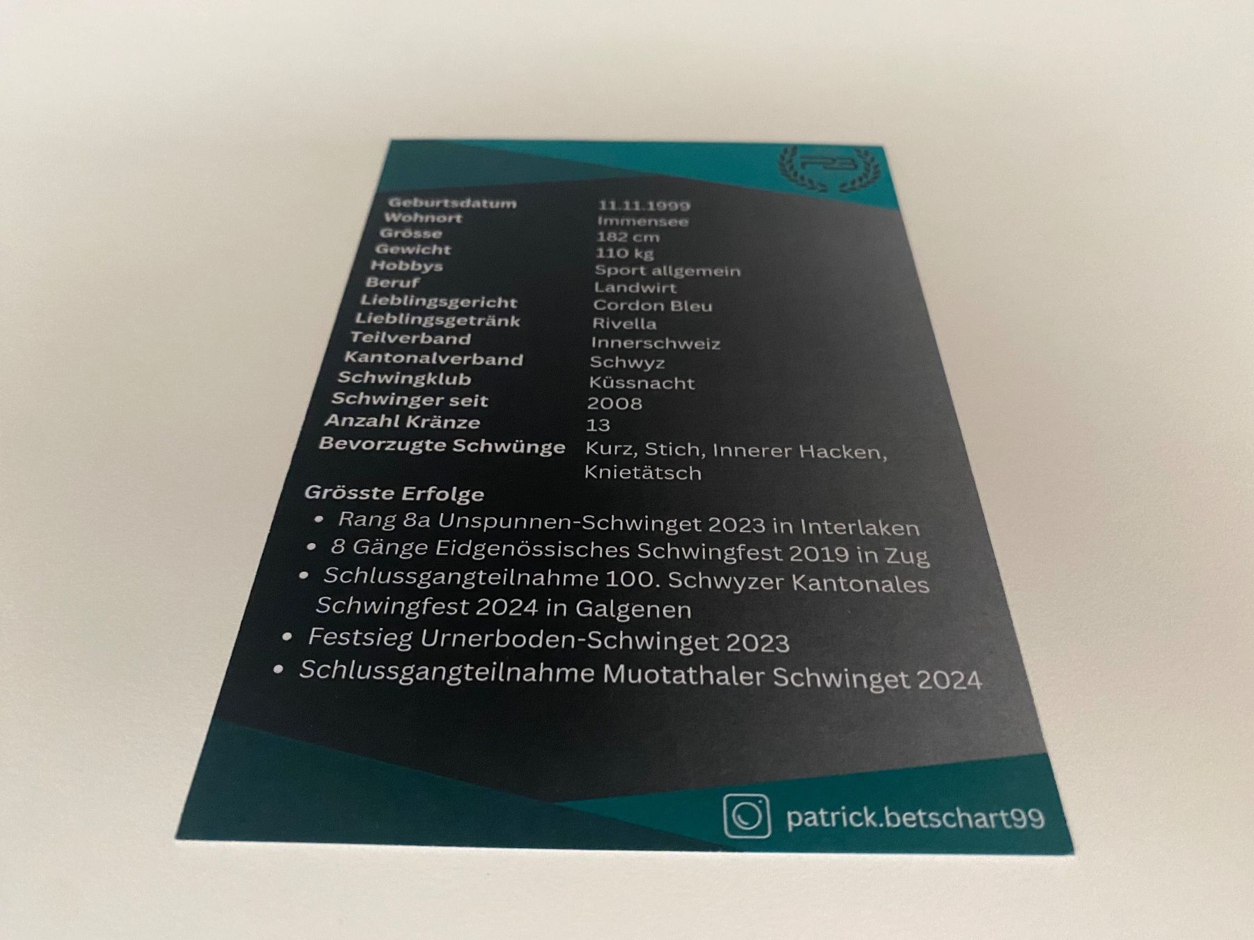 Autografi: Autogrammkarte von Betschart Patrick - Schwingen – Usato da Hergiswil LU venduto da FcMalkov 1