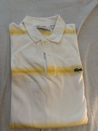 Lacoste Polo Shirt Grösse M Sommerlich Weiss/Gelb Gestreift