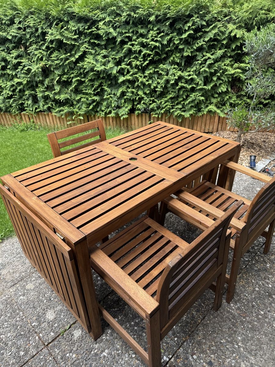 Ikea Tavoli: IKEA Holz-Gartentisch inkl. 3 Stühle – Usato da Cham venduto da GOLF2GL