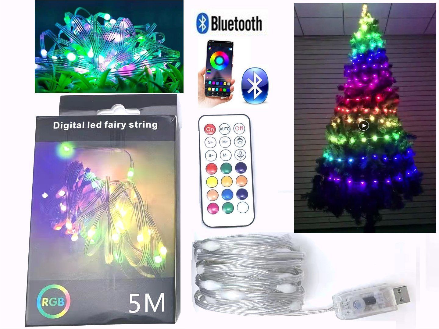 Illuminazioni natalizie: RGB-Weihnachtsbeleuchtung 5 Meter, USB – Nuovo e nell'imballaggio originale da Oberrüti venduto da siyito