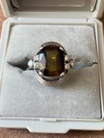 Weissgold 750, Ring mit Brillanten und grossem Rauchquarz
