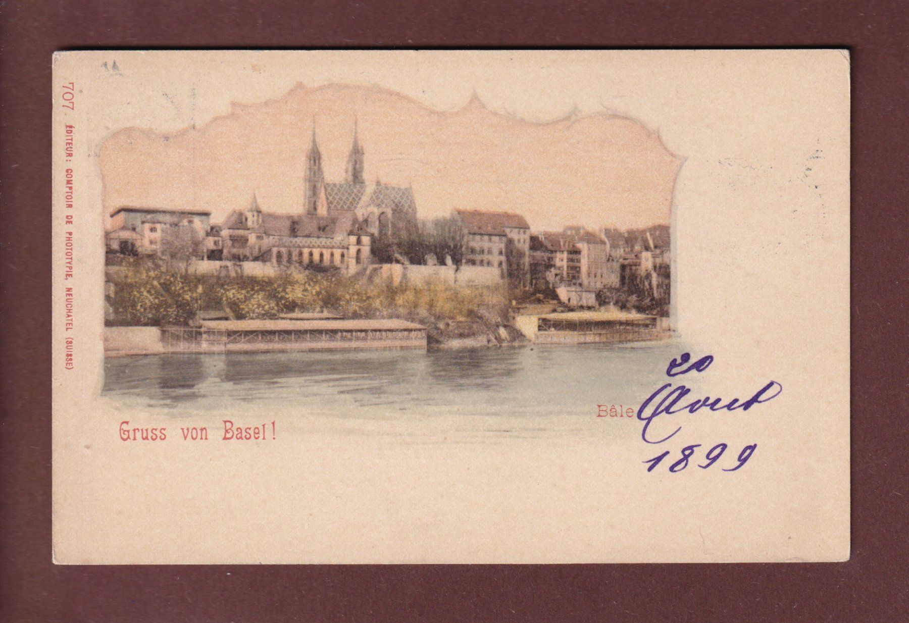 Cartoline postali: Gruss von BASEL - 1899 CPN – Usato da Pully venduto da nicecards