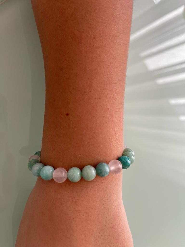 Bracciali & Braccialetti: Amazonit mit rosenquartz armband – Nuovo (secondo la descrizione) da Wittenbach venduto da Heissenberg81 1
