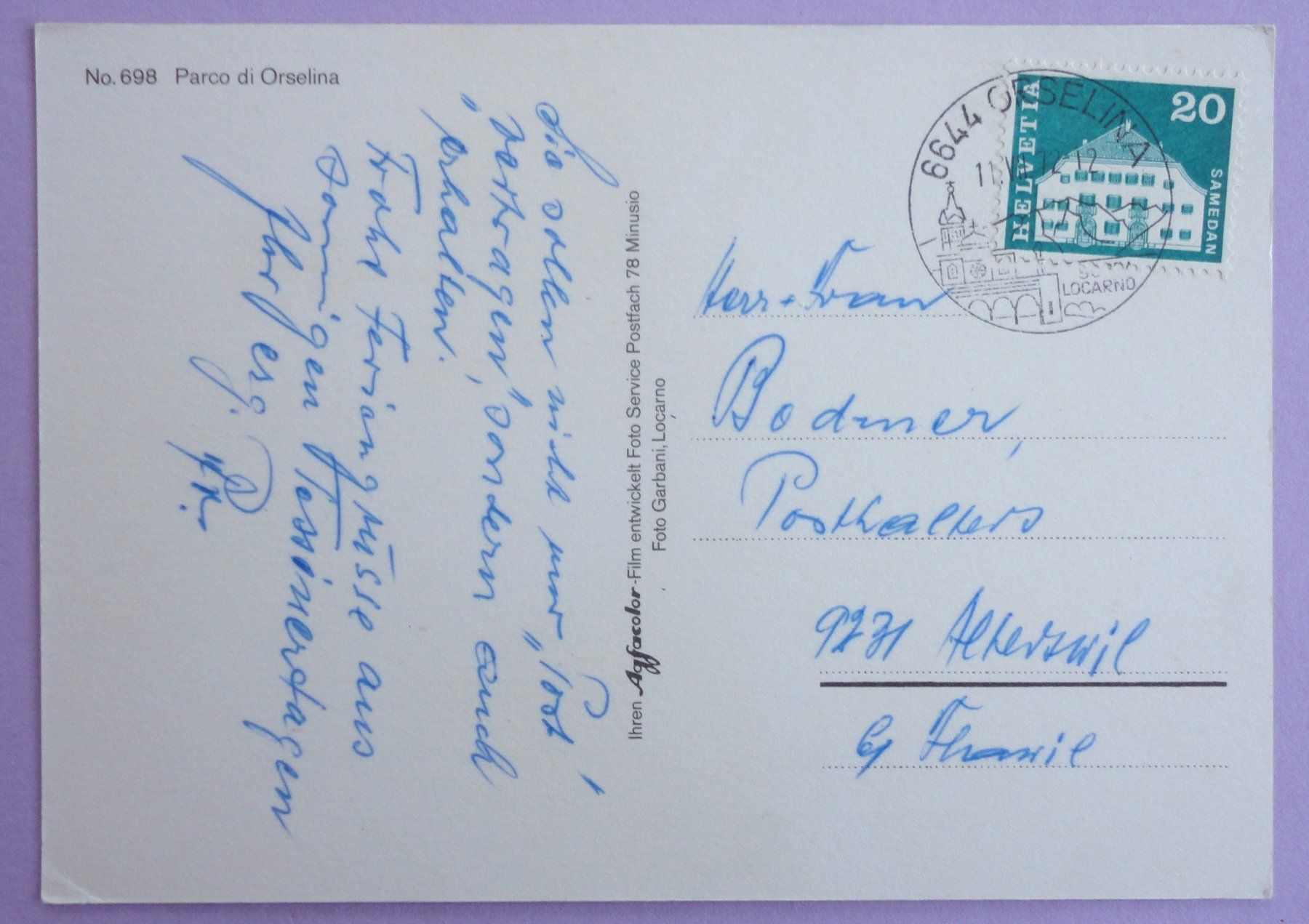Cartoline postali: Parco di Orselina – Usato da Fétigny venduto da Billy2miny 1