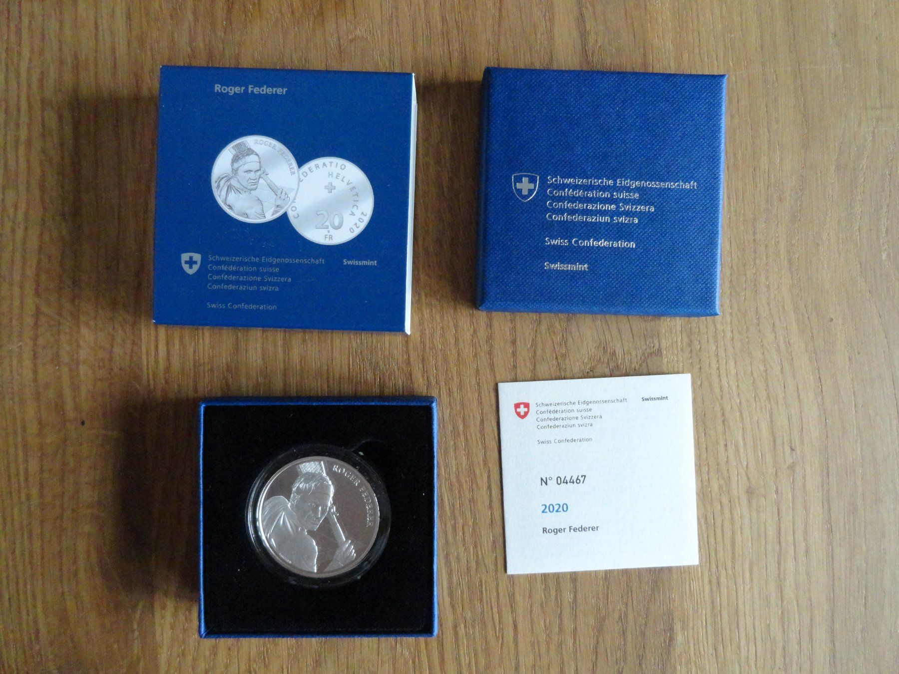 Tutti le monete: 20 Fr. Sonder-Silber -Münze 2020 - "Roger Federer" – Nuovo e nell'imballaggio originale da Gerlafingen venduto da Shiva_74