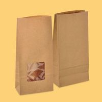 500 braune Bodenbeutel mit Sichtfenster  Grösse: 12+6x25cm