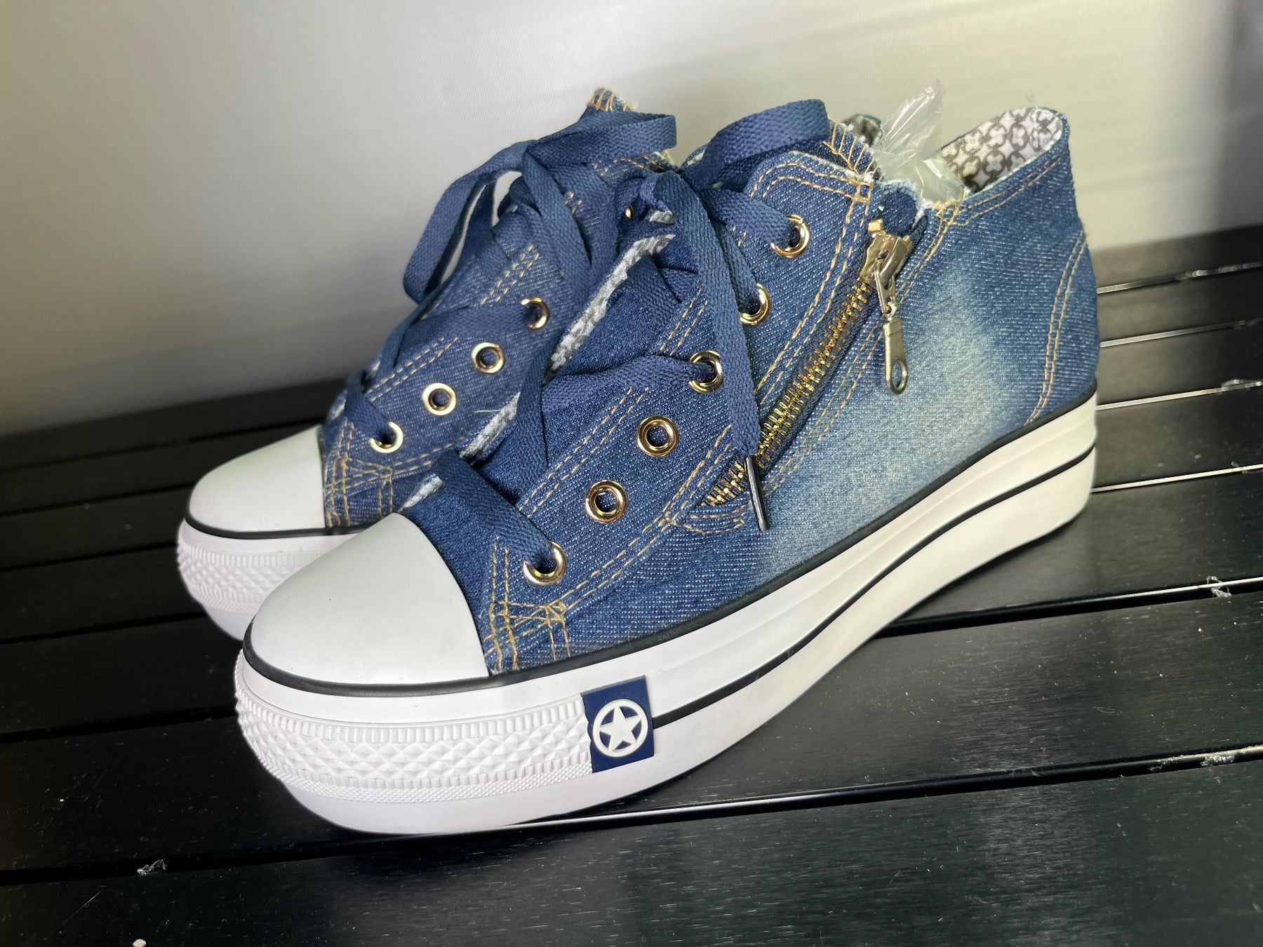 Damenschuhe: Mengsai Blaue Jeans-Sneaker, Schuhe Gr. 38 – Neu und originalverpackt aus Tafers von JP911 2