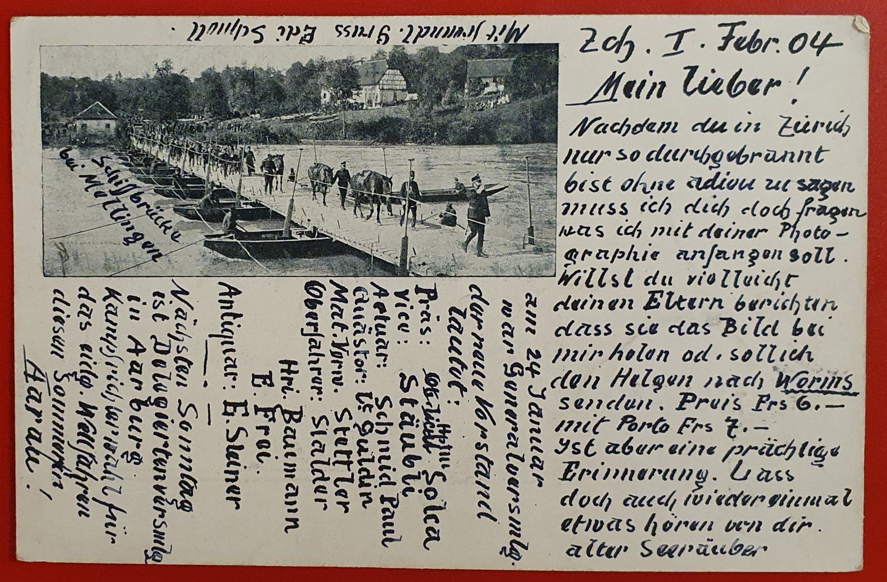 Cartoline postali: Mellingen 1904 - Schiffbrücke Militär – Usato da Kreuzlingen venduto da Rschweiz1