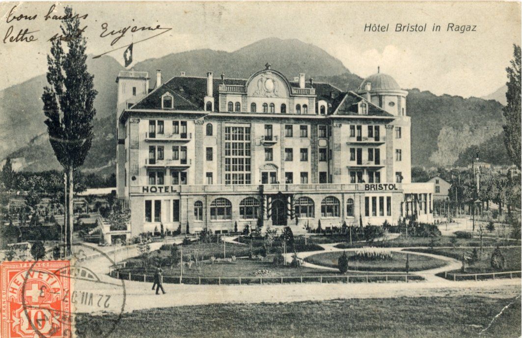 Cartoline postali: Ragaz   SG    -    Hôtel BRISTOL       um 1907 – Usato da Brig venduto da Valcards54