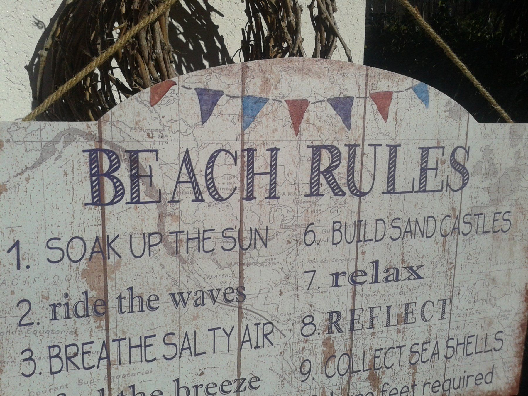 Insegne: grosses Holzschild "BEACH RULES" Strand Pool Bar Bad – Nuovo (secondo la descrizione) da Camorino venduto da Campellino 3