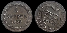 Berne 1 rappen 1836 Billon HMZ 2-240 SPL