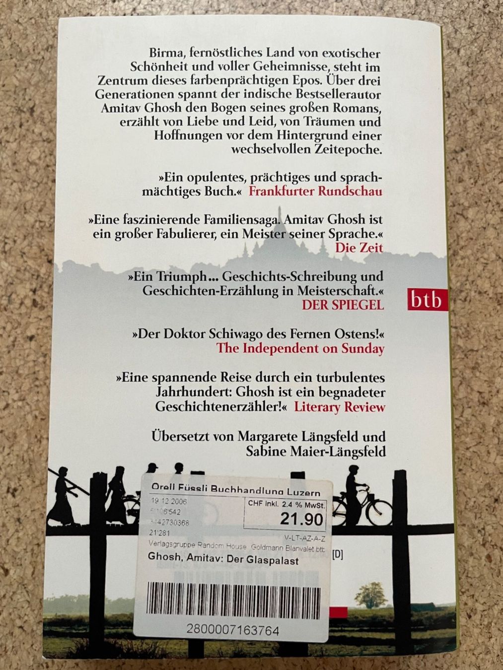 Livres: Taschenbuch "Der Glaspalast", Amitav Ghosh – D'occasion à Grosswangen par Vita500 1