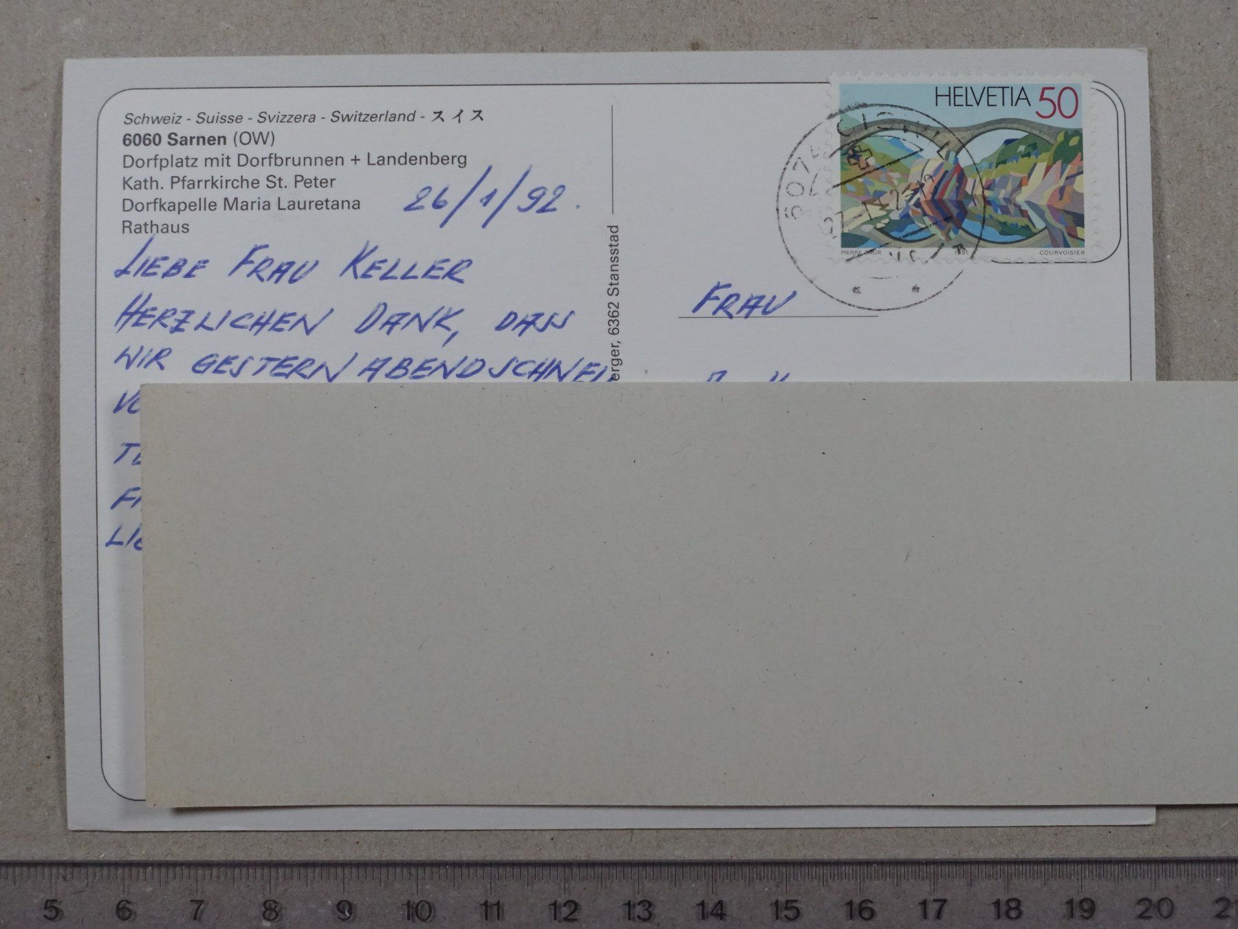 Ansichtskarten: Sarnen, 1992 – Gebraucht aus Lenzburg von fh1 1