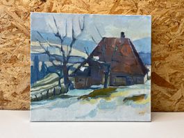 Bauernhaus im Winter von Wilfried Hochuli 1985    (ID M415)