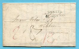 Faltbrief von Genève nach Wohlen 1833