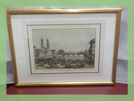 Zürich Ansicht, gerahmt, Rarität, Top Zustand, Wanddeko
