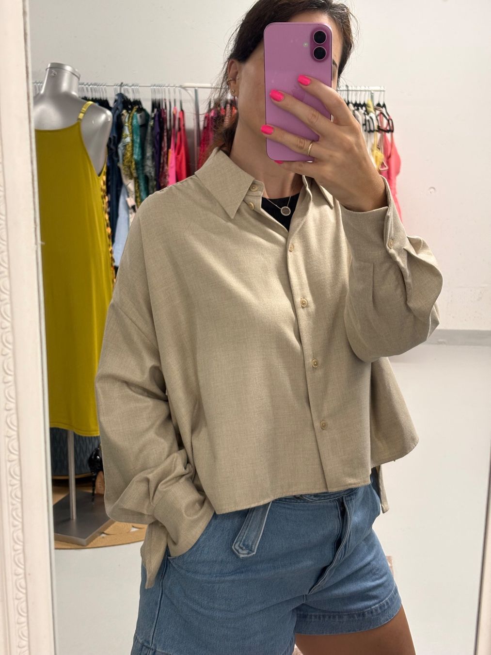 Drykorn Chemisiers: Drykorn oversize Hemdbluse Gr. 36-40 beige Bluse – Neuf (Voir description) à Regensdorf par secondchancefashion